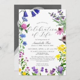 Wildblumen zum Gedenken an die Beerdigung des Lebe Einladung