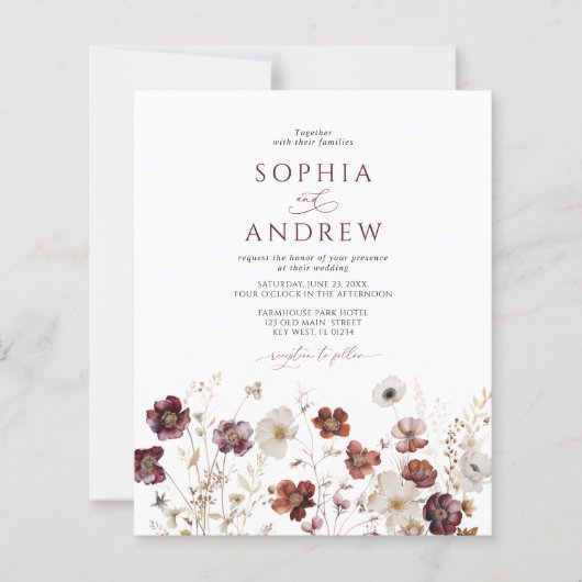 Wildblumen zum Herbst des Haushalts Einladung (Vorderseite)