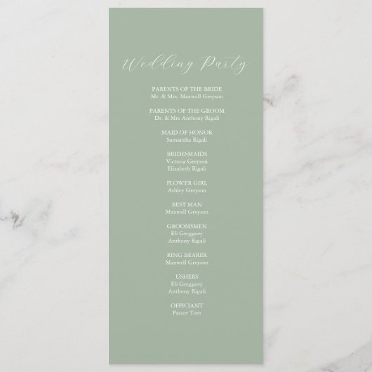 Wildblumen zum Hochzeitsprogramm für Wasserfarben Programm (Rückseite)