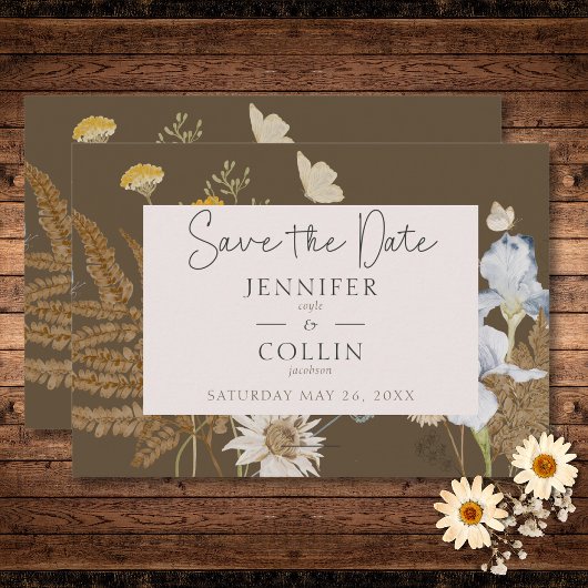 Wildblumen zur Braun-Hochzeit Save The Date