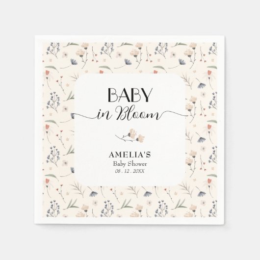 Wildblumen zur Elfenbeindusche Serviette (Vorderseite)