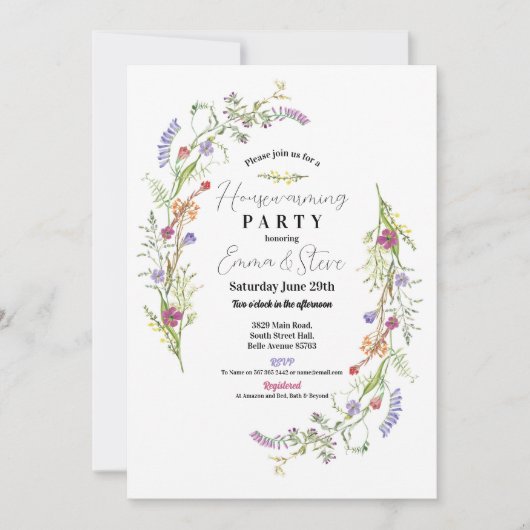 Wildblumen zur Häuserwärmung Einladung (Vorderseite)