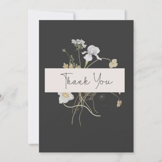 Wildblumen zur Holzkohleverheiratung Dankeskarte (Vorderseite)
