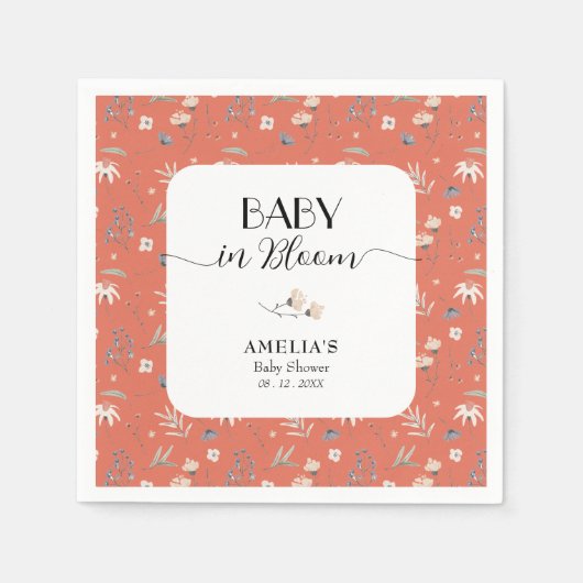 Wildblumen zur Terracotta-Babydusche Serviette (Vorderseite)