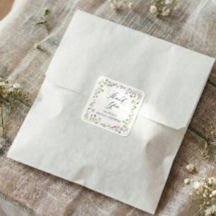 Wildblumenblüte Vintage Florale Brautparty Quadratischer Aufkleber