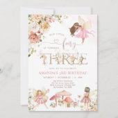Wildblumenfee Drei Mädchen 3. Geburtstag Einladung (Vorderseite)