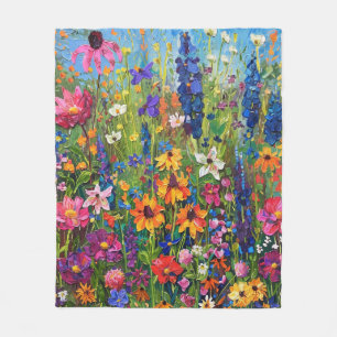 Wildblumenfeld Acrylmalerei Fleecedecke