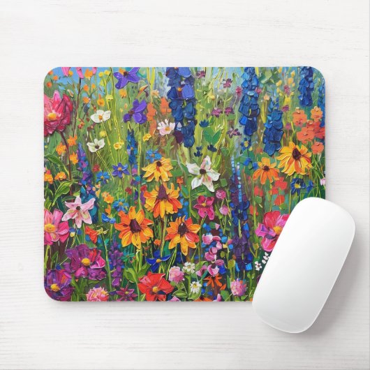Wildblumenfeld Acrylmalerei Mousepad (Mit Mouse)