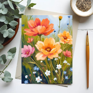 Wildblumenfeld   Aquarell Blumen Botanik Postkarte