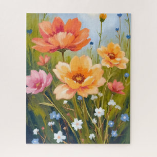 Wildblumenfeld   Aquarell Blumen Botanisch Puzzle