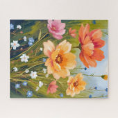 Wildblumenfeld | Aquarell Blumen Botanisch Puzzle (Horizontal)