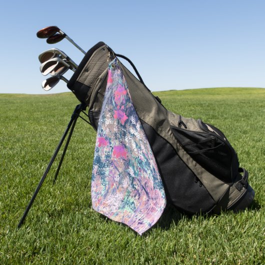Wildblumenfeld-Impressionismus -Pink Golfhandtuch (Gras)