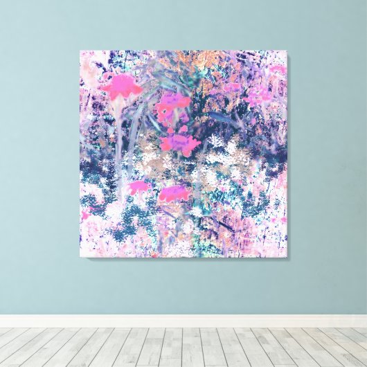 Wildblumenfeld-Impressionismus -Pink Leinwanddruck (Insitu (Holzboden))
