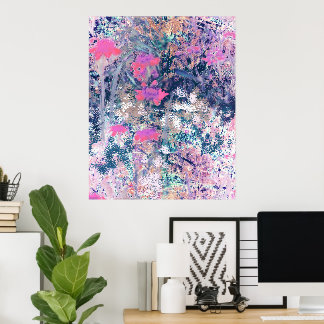 Wildblumenfeld Impressionismus - Rosa Poster