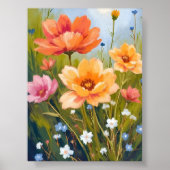 Wildblumenfeld | Wasserfarben Blumen Botanik Poster (Vorne)