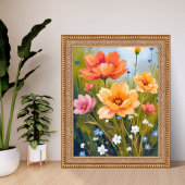 Wildblumenfeld | Wasserfarben Blumen Botanik Poster