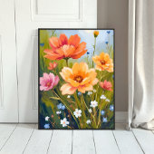 Wildblumenfeld | Wasserfarben Blumen Botanik Poster