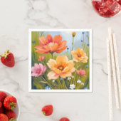 Wildblumenfeld | Wasserfarben Blumen Botanik Serviette (Beispiel)