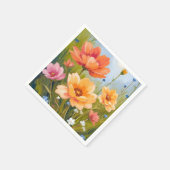 Wildblumenfeld | Wasserfarben Blumen Botanik Serviette (Ecke)