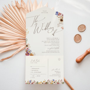 Wildblumengarten Beige Hochzeit von Siegel und S All In One Einladung