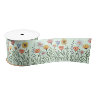 Wildblumengarten Blumen Blüten Muster Satinband