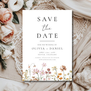 Wildblumengarten Boho Hochzeitstermin Minimalistis Save The Date