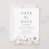 Wildblumengarten Boho Hochzeitstermin Minimalistis Save The Date (Vorderseite)