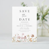 Wildblumengarten Boho Hochzeitstermin Minimalistis Save The Date (Stehend Vorderseite)