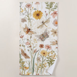 Wildblumengarten Botanische Schmetterlinge Floral Strandtuch