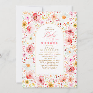 Wildblumengarten Floral Boho Mädchen Baby Shower Einladung