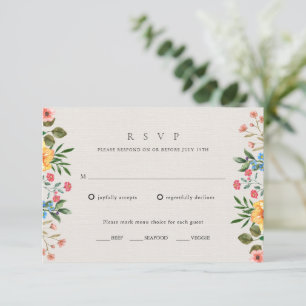 Wildblumengarten Florale Hochzeit RSVP Karte