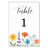 Wildblumengarten Florale Wasserfarben Hochzeit Tischnummer (Vorderseite)