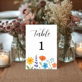Wildblumengarten Florale Wasserfarben Hochzeit Tischnummer