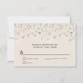 Wildblumengarten Hochzeit im warmen, erdigen Ton RSVP Karte