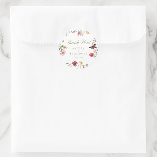 Wildblumengarten-Hochzeit Runder Aufkleber (Tasche)
