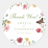 Wildblumengarten-Hochzeit Runder Aufkleber (Vorderseite)