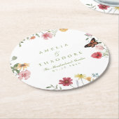 Wildblumengarten-Hochzeit Runder Pappuntersetzer (Angewinkelt)