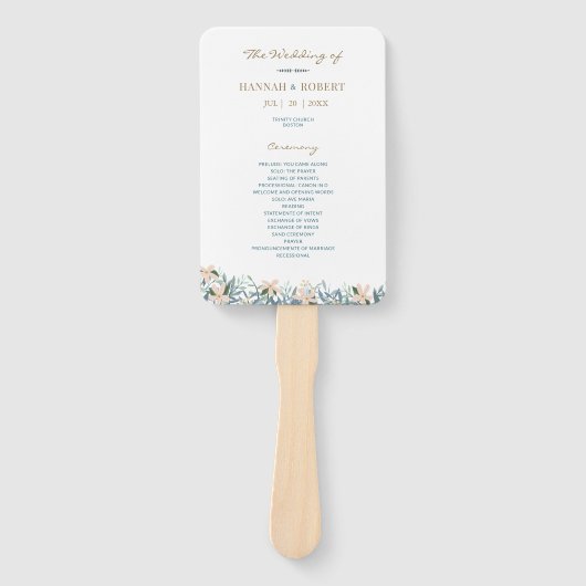 Wildblumengarten Hochzeitsfächer-Programm für drau Fächer (Vorderseite)