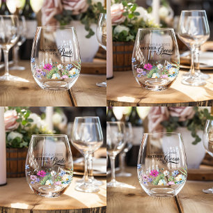 Wildblumengarten Hochzeitstisch Florale Hochzeit Weinglas Ohne Stiel