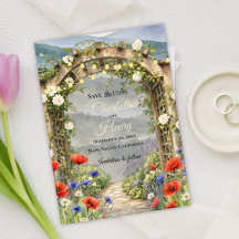 Wildblumengarten Laube Rustikale Outdoor-Hochzeit