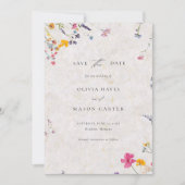 Wildblumengarten Moderne Rosa Foto-Hochzeit Save The Date (Vorderseite)