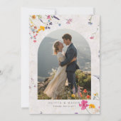 Wildblumengarten Moderne Rosa Foto-Hochzeit Save The Date (Rückseite)
