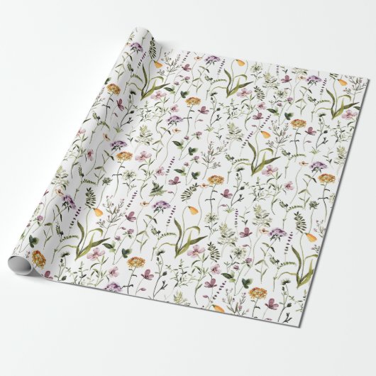 Wildblumengarten-Muster Geschenkpapier (Ungerollt)
