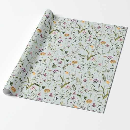 Wildblumengarten-Muster Geschenkpapier (Ungerollt)