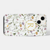 Wildblumengarten-Muster mit individuellem Monogram iPhone Hülle (Rückseite (Horizontal))