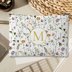 Wildblumengarten-Muster mit individuellem Monogram Zubehörtasche