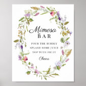 Wildblumengarten-Party-Mimosa-Bar-Schild Poster (Vorne)