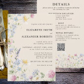 Wildblumengarten QR-Code 2-seitige Hochzeit Einladung