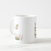 Wildblumengarten & Rosa Schmetterling Tasse – Vint (Vorderseite Links)
