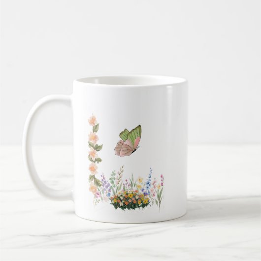 Wildblumengarten & Rosa Schmetterling Tasse – Vint (Links)
